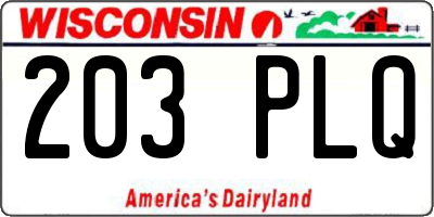 WI license plate 203PLQ