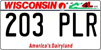 WI license plate 203PLR