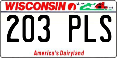 WI license plate 203PLS