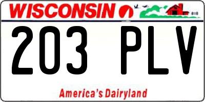 WI license plate 203PLV