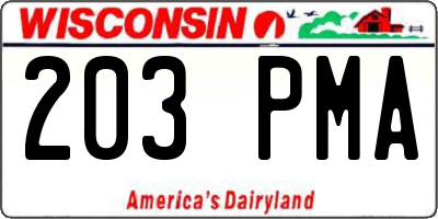 WI license plate 203PMA