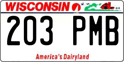 WI license plate 203PMB
