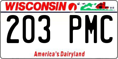 WI license plate 203PMC