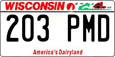 WI license plate 203PMD