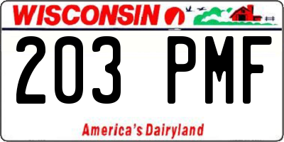 WI license plate 203PMF