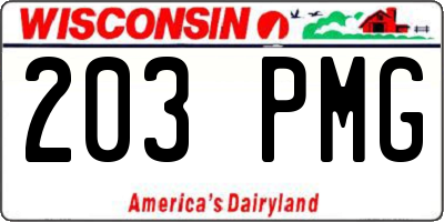WI license plate 203PMG