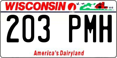 WI license plate 203PMH