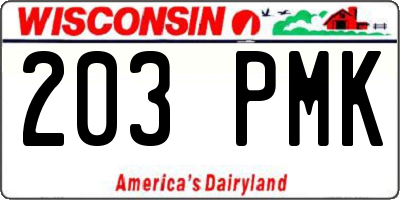 WI license plate 203PMK