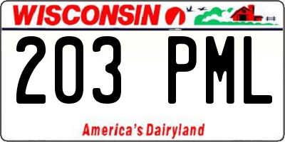 WI license plate 203PML