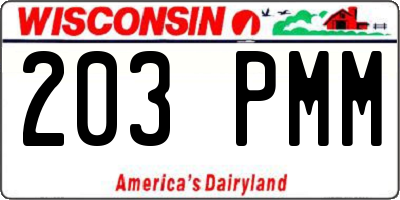 WI license plate 203PMM