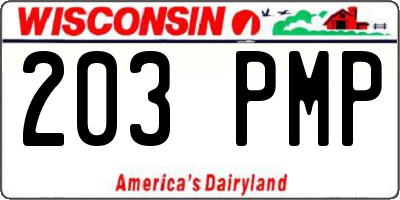 WI license plate 203PMP