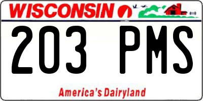 WI license plate 203PMS
