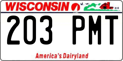 WI license plate 203PMT