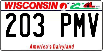 WI license plate 203PMV