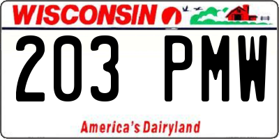 WI license plate 203PMW