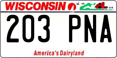 WI license plate 203PNA