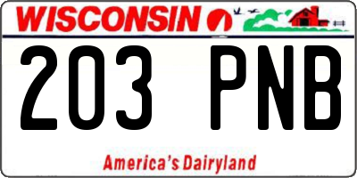 WI license plate 203PNB