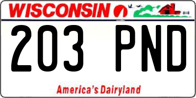 WI license plate 203PND