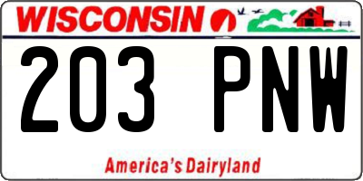 WI license plate 203PNW
