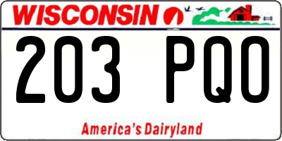 WI license plate 203PQO