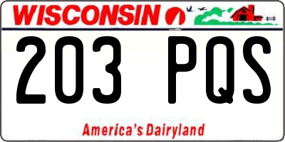 WI license plate 203PQS