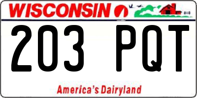 WI license plate 203PQT