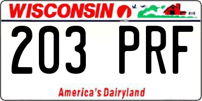 WI license plate 203PRF