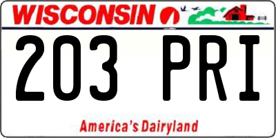 WI license plate 203PRI