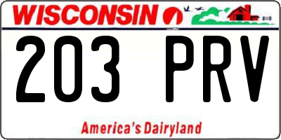WI license plate 203PRV