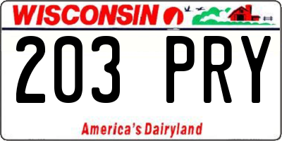WI license plate 203PRY