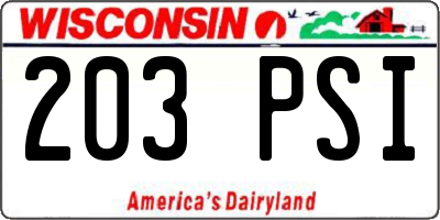WI license plate 203PSI