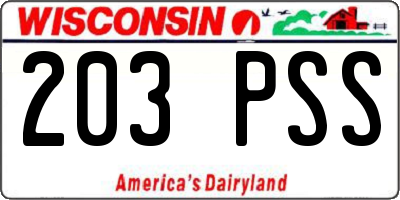 WI license plate 203PSS