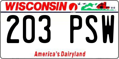 WI license plate 203PSW