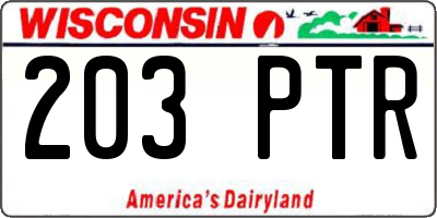 WI license plate 203PTR