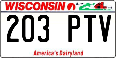 WI license plate 203PTV