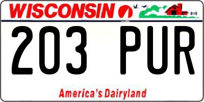 WI license plate 203PUR