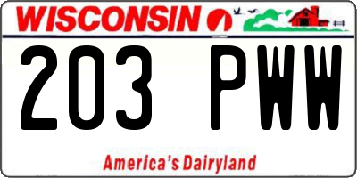WI license plate 203PWW