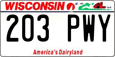 WI license plate 203PWY