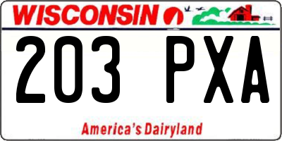 WI license plate 203PXA