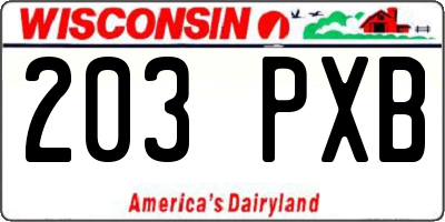 WI license plate 203PXB