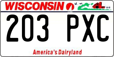 WI license plate 203PXC