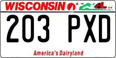 WI license plate 203PXD