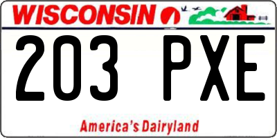 WI license plate 203PXE
