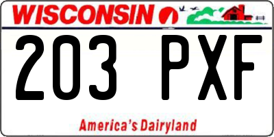 WI license plate 203PXF