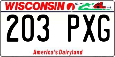 WI license plate 203PXG