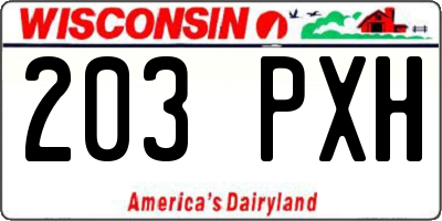 WI license plate 203PXH
