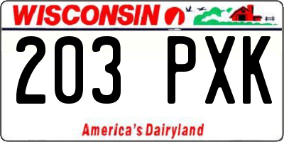 WI license plate 203PXK