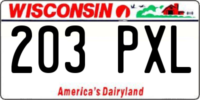 WI license plate 203PXL