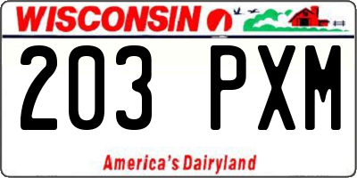 WI license plate 203PXM