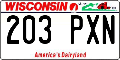 WI license plate 203PXN